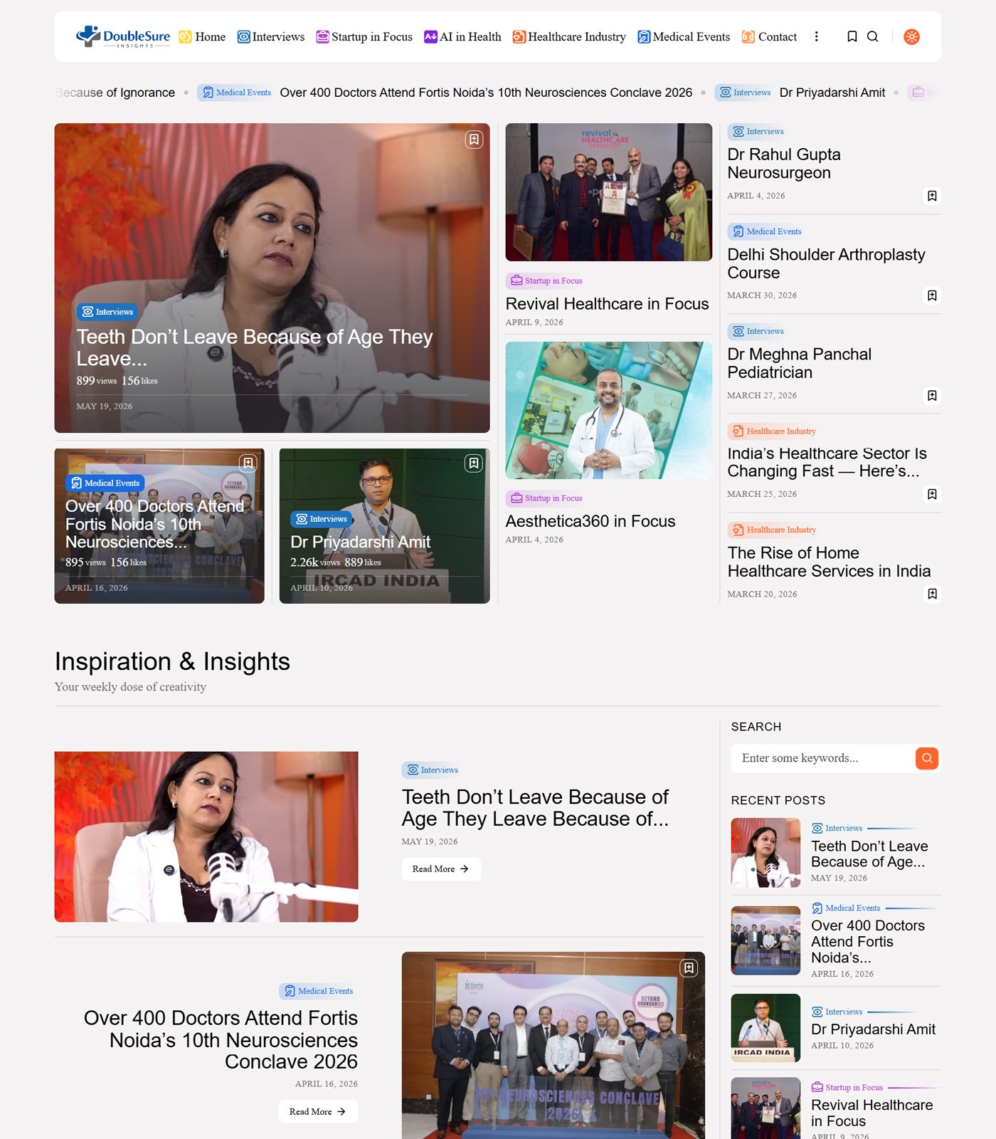 DoubleSure Insights — medical website built by DoubleSure